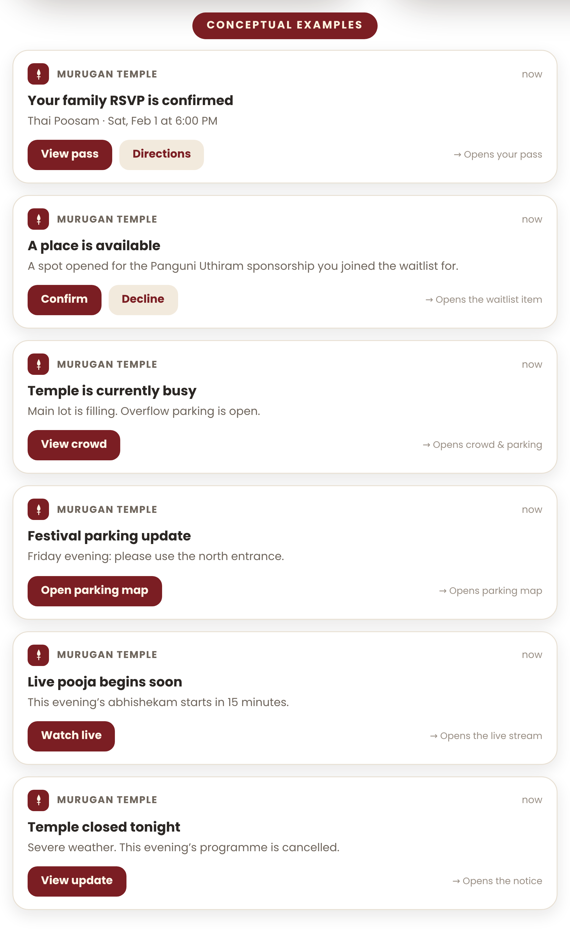 Notification examples